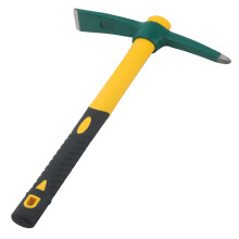 Pick Mattock Hoe 14oz 400g, 15 Inch Mattock Tool, Garden Mini Pick Mattock, Yellow for Mining and Camping