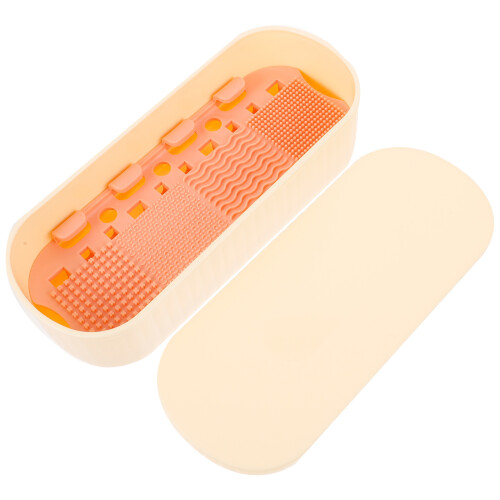 Portable Plastic Makeup Brush Cleaner Box for Home Assorted Colors