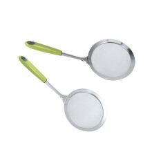 Green Stainless Steel Strainer Skimmer Ladle for Home Cooking