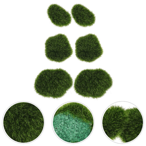 6Pcs Simulated Moss Stones For Plant Wall Microlandscape Green 2
