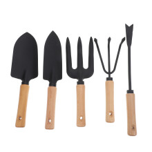 5Pcs Garden and Rakes Carbon Steel Black Practical Tool Set