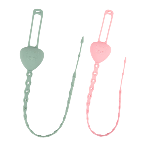 2pcs silicone pacifier safety straps stretchable teether chains