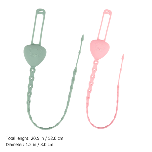 2pcs silicone pacifier safety straps stretchable teether chains 2