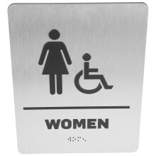 Dames toiletbord van metaal met braille voor badkameridentificatie