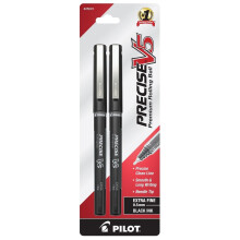 Pilot Precise V5 Stick Liquid Ink Rolling Ball Stick Pens Extra Fine Point (0,5 mm) Svart blck 2-pack (25001)