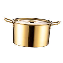 Korean Noodle Pot With Lid Aluminum Base Stockpot For Stew And Soup, Double-Handle Cooking Pot For Heating And Steaming