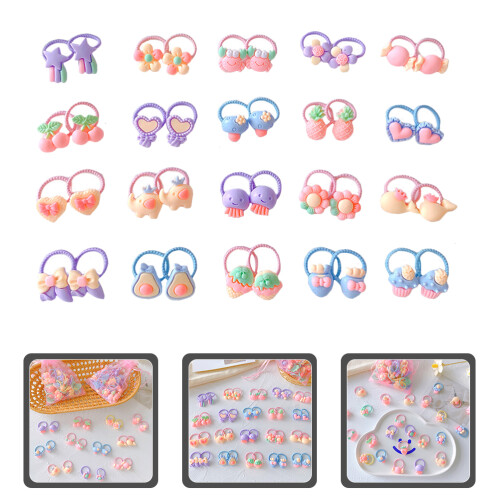 40St Kinder Haarbandjes Resin Elastische Haaraccessoires Voor 1