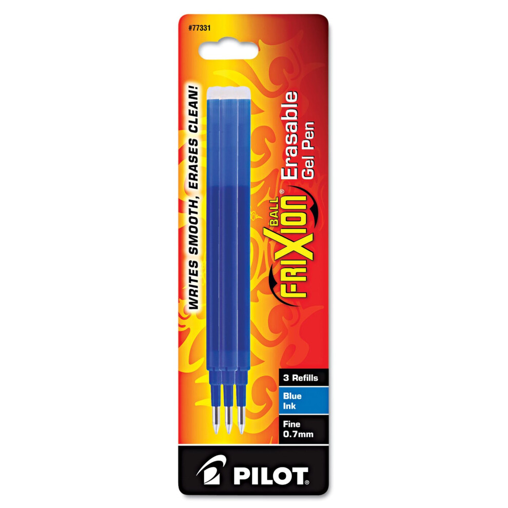 Pilot Frixion Ball Gel Ink Refills For Erasable Pens Fine Point 0.7 Mm Pack Of 3 Blue