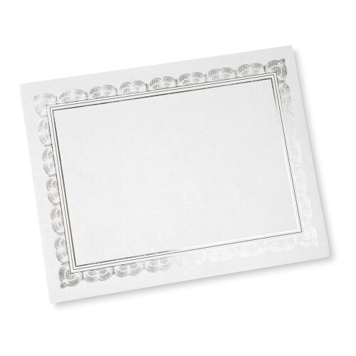 Gartner Studios Silver Foil Certificate Paper White Pergaminho 210 GSM 8.5