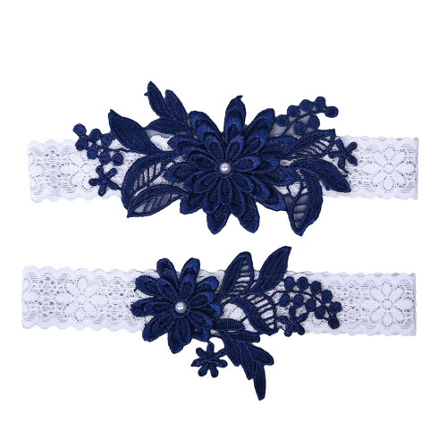 1 paar -bogenschleife hochzeitsstrumpfband, navy blue