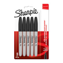 Sharpie Permanentmarker, feine Spitze, Schwarz, 5 St ck