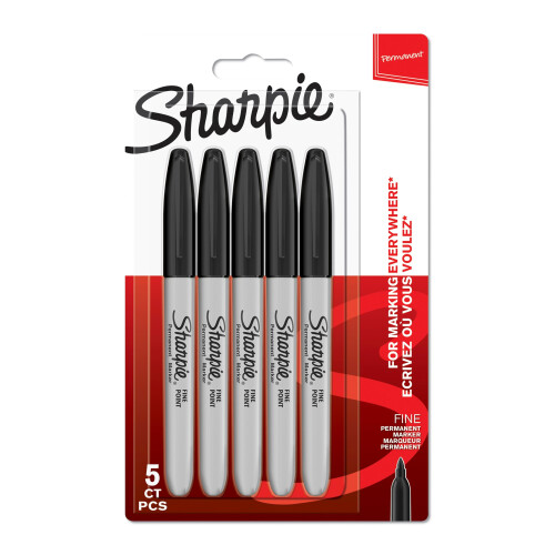 Sharpie Sharpie Permanentmarker, feine Spitze, Schwarz, 5 St  ck