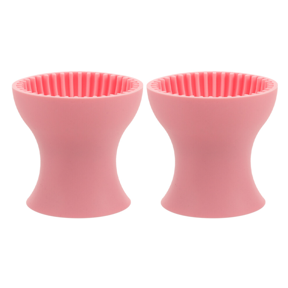 Totority 2Pcs Portable Silicone Makeup Brush Cleaner Cup Washing Tool