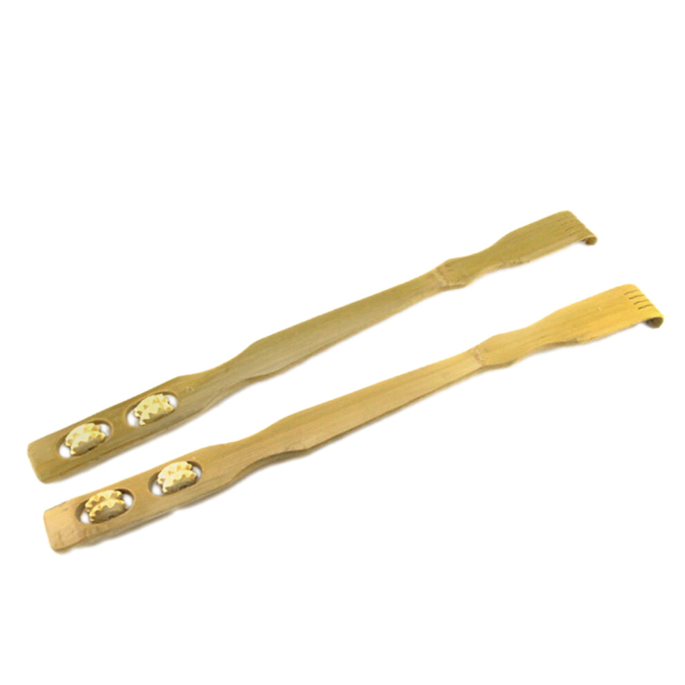 Villcase Bamboo Back Scratcher With 2 Rollers Long Handle For Pregnant Women Wooden