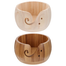 2pcs wooden yarn storage bowls for knitting wool organization