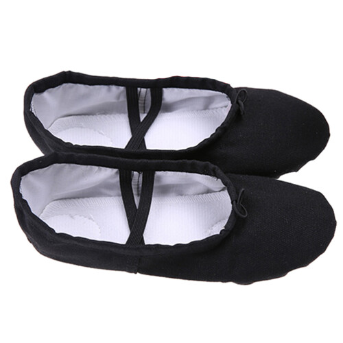 klassische schwarze canvas ballettschlüppchen, geteilte sohle, . 34 2