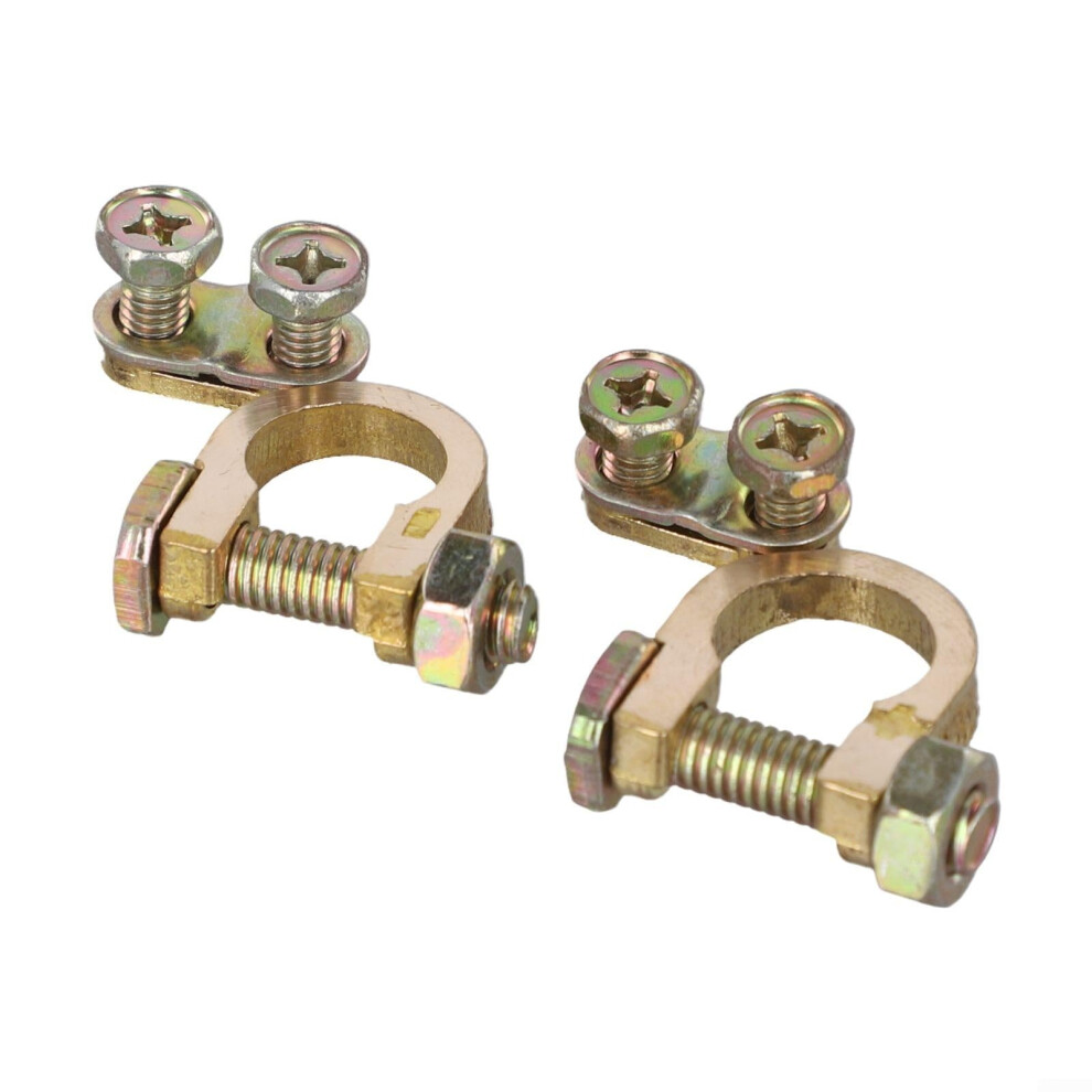 Bolt Down Brass Car Battery Terminals, 2-Pack, Universal Fit For Most Vehicles, Brass Terminal Posts 9393856032853