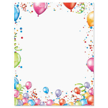 Aktuel f?dselsdag for f?dselsdagsfest Papir - f?dselsdagspapirpapirer med dekorative gr?nsedesign Udskrivbar ferie bryllup & festinvitation brevh