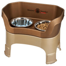 Neater Feeder Deluxe with Leg Extensions for Large Dogs - Mess Proof Pet Feeder with Stainless Steel Food & Water Bowls - Drip Proof, Non-Tip, and No