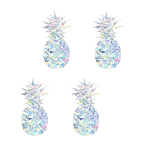 4 sheets pineapple shaped stickers decorative window refraction decals