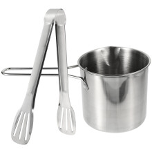 stainless steel fry pot set with deep milk pan and food serving tong
