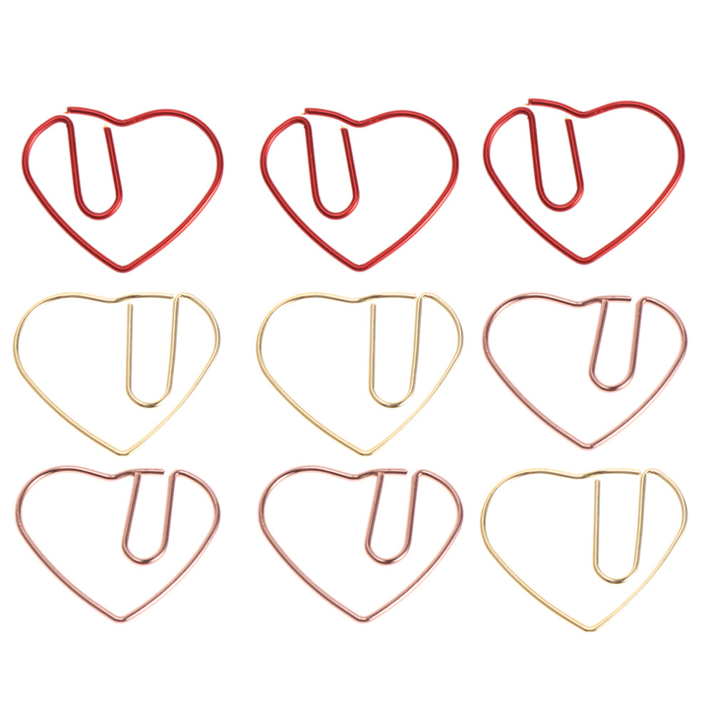 50pcs heart shaped paper clips for bookmark office school mixed colors-image-OPC-PKSCNQ2-NEW