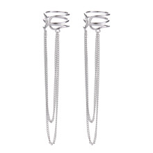 silver drop earrings tassel ear cuffs for women dangling decor