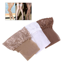 3 pairs anti-skid silicone thigh high stockings with lace trim