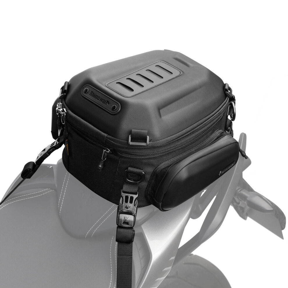Motorcycle Tail Bag Expandable Hard Shell Luggage 12L-18L Waterproof Trunk Rack Bag With Sissy Bar Straps Matt Black 9393856033096