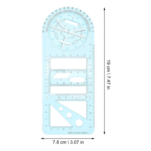 multi-function geometric drawing template math ruler school supply 1