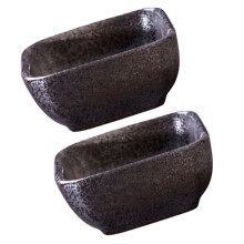 2Pcs Dark Brown Ceramic Sauce Dishes for Food Dipping Snack Plates