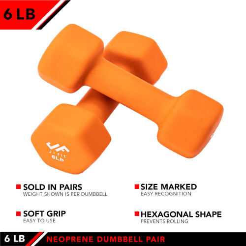 Jfit Neoprene Dabbell Pairs 6 lb 2