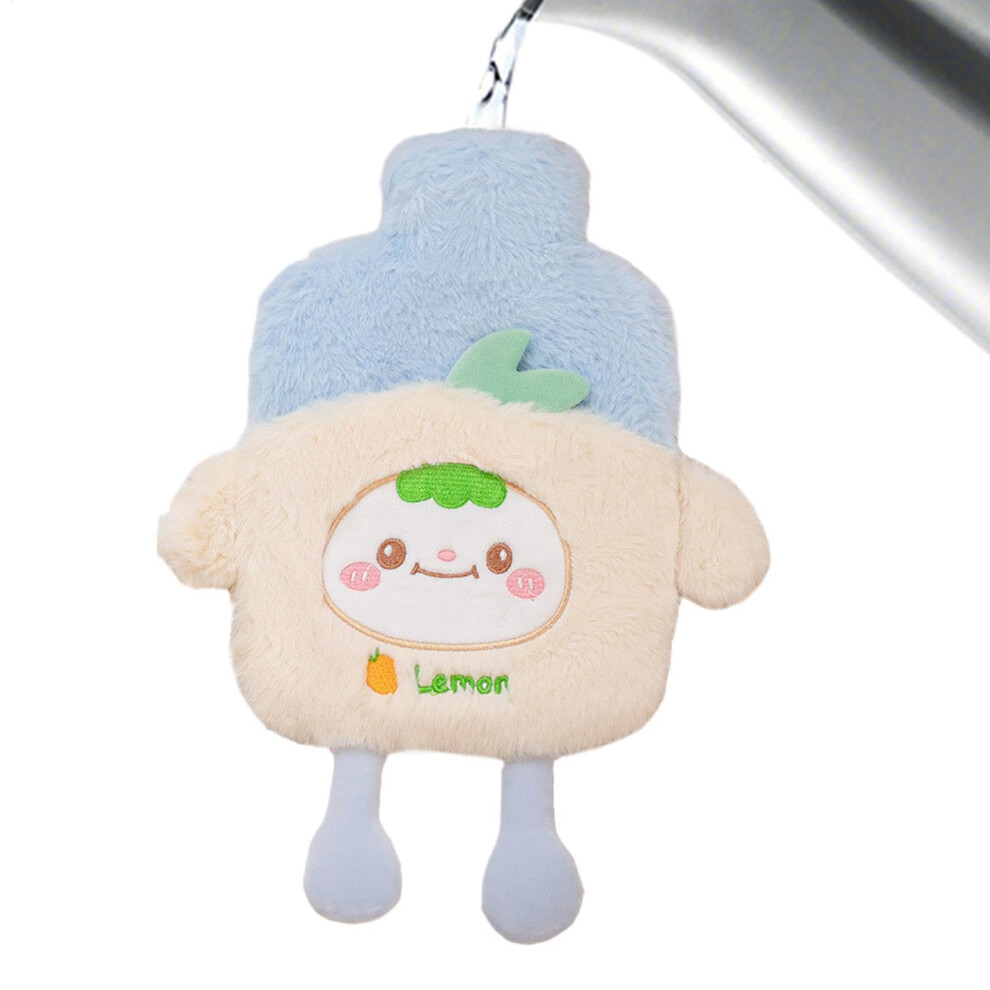 Plush Hot Water Bottle With Cartoon Plush Blanket Lemon Yellow Multifunctional Safe Hand Warmer For Office And Home