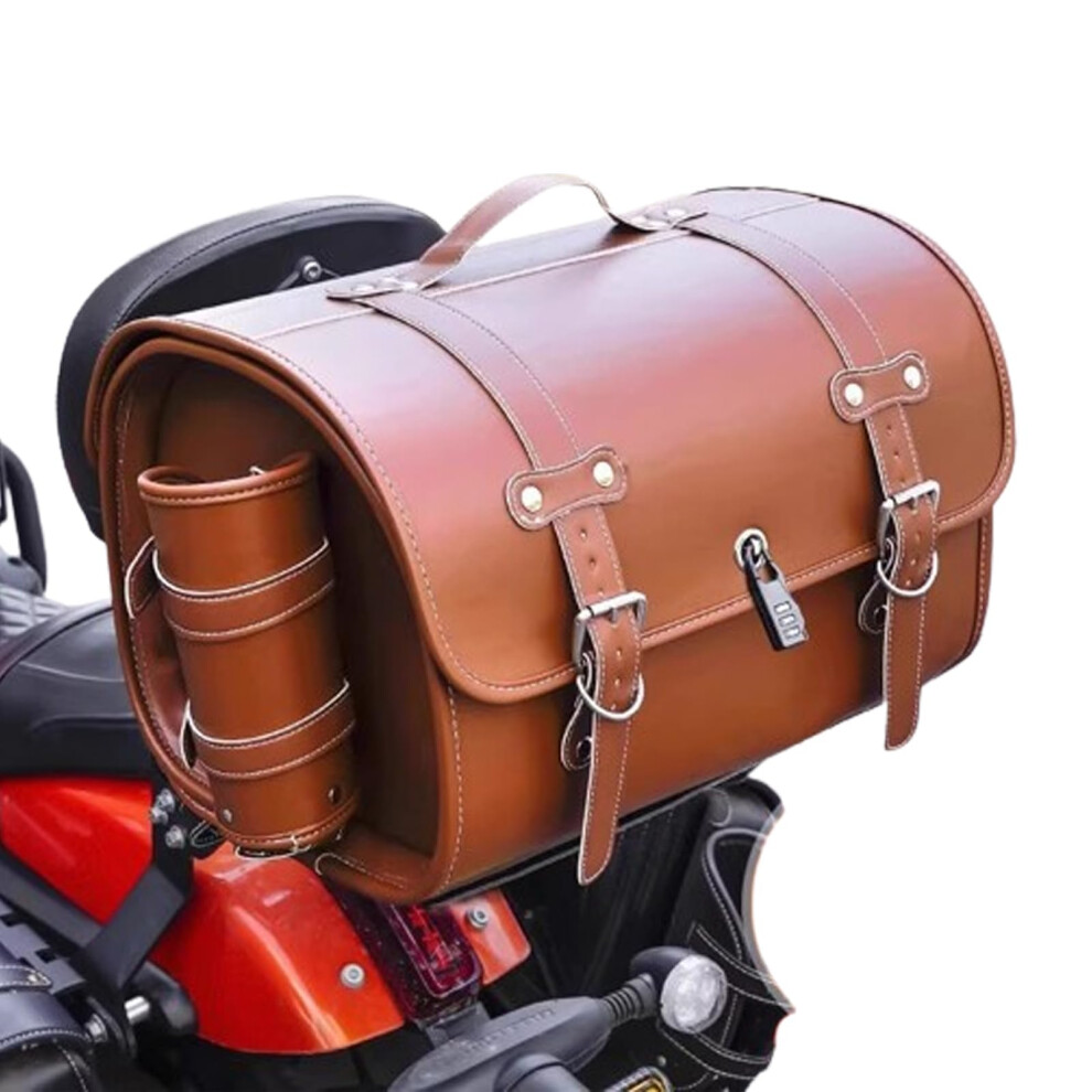 Motorcycle Seat Tail Bag For Triumph Bonneville T100 Waterproof Leather Tail Pack Back Seat Bag Saddlebag A- Brown 9016109131584