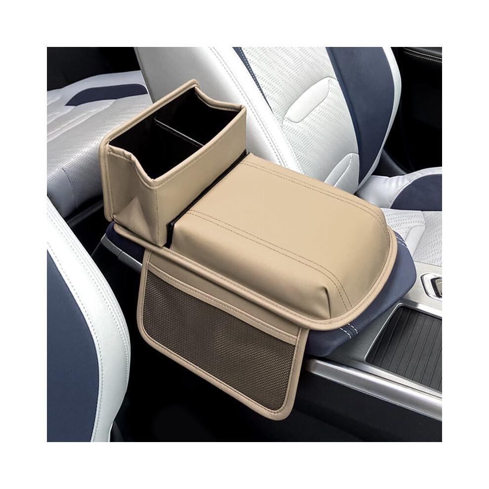 Car Armrest Cushion For Ford Transit Tourneo Custom 2023-2025 Memory Foam Center Console Pad With Storage Bag Beige 9393856033379