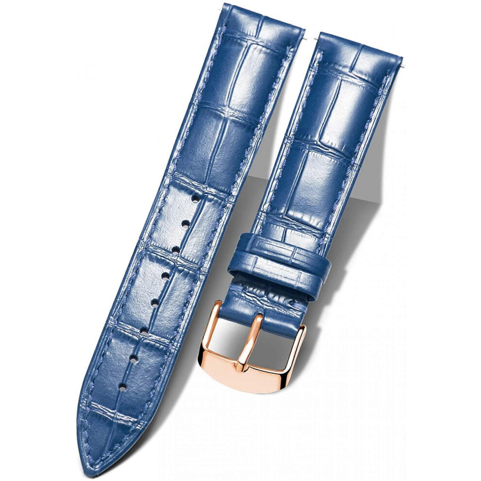Kikidex (As Show, One Size) Aveki Genuine Leather Replacement Watch Band Multicolor Waterproof For Men Women, Gr- (17Mm) Blue