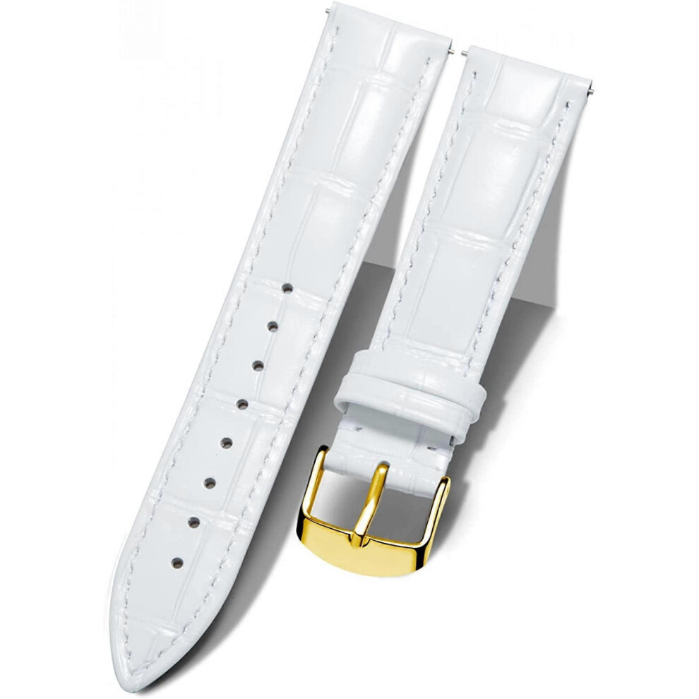 Kikidex (As Show, One Size) Aveki Genuine Leather Replacement Watch Band Multicolor Waterproof For Men Women, G- (14Mm) White