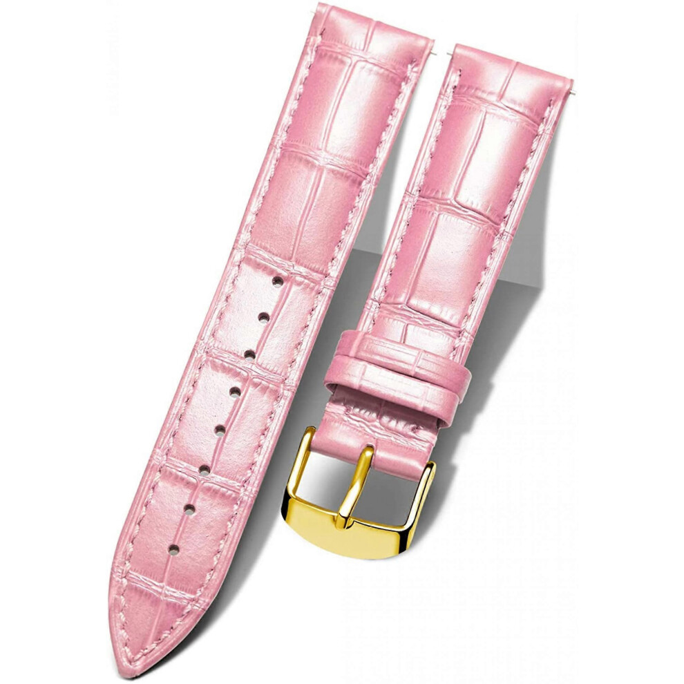 Kikidex (As Show, One Size) Aveki Genuine Leather Replacement Watch Band Multicolor Waterproof For Men Women, G- (16Mm) Pink