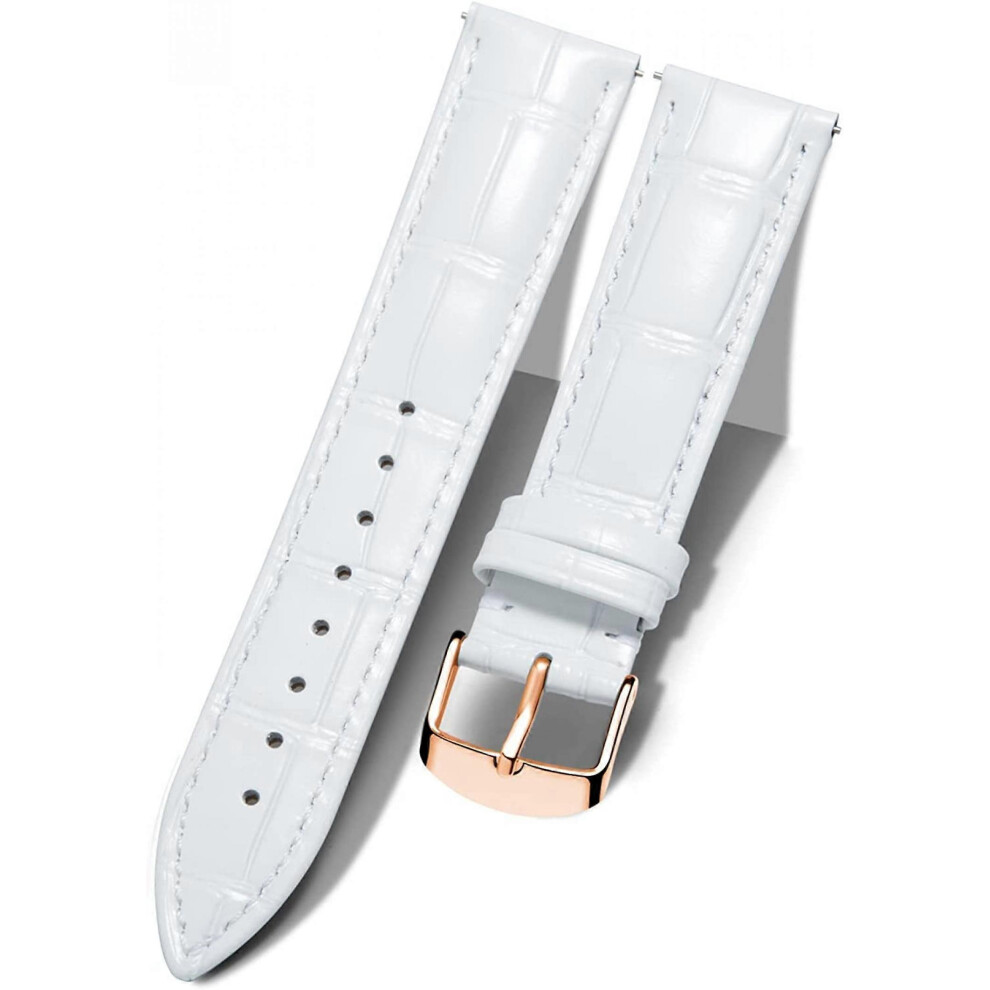 Kikidex (As Show, One Size) Aveki Genuine Leather Replacement Watch Band Multicolor Waterproof For Men Women, Gr- (24Mm) White