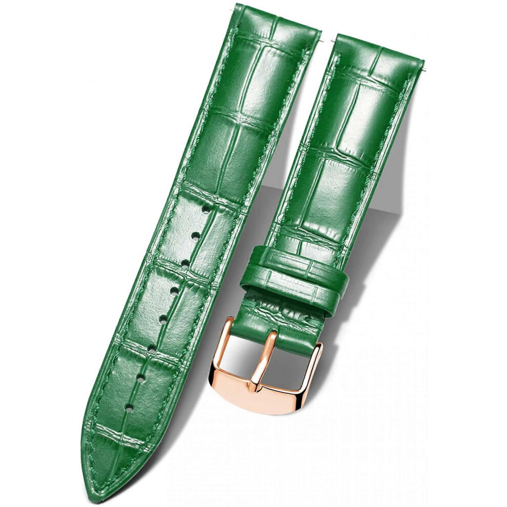 Kikidex (As Show, One Size) Aveki Genuine Leather Replacement Watch Band Multicolor Waterproof For Men Women, Gr- (15Mm) Green