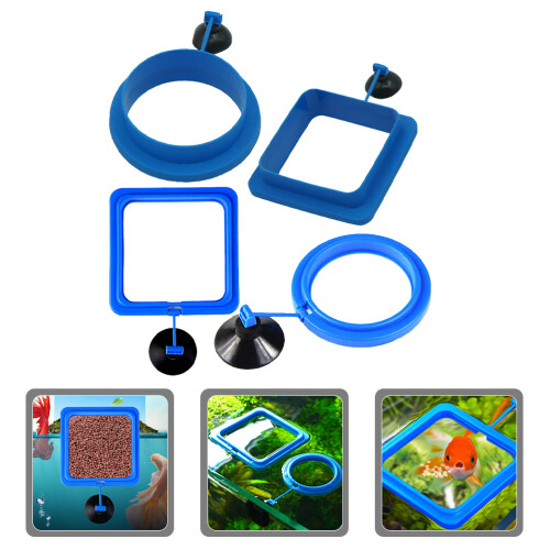 4pcs floating fish feeding rings with suction cup for aquarium 2