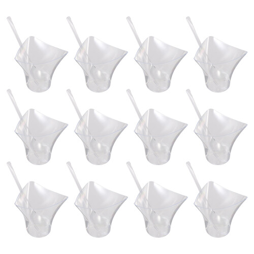 50 sets clear plastic mousse cups for pudding jelly ice cream storage
