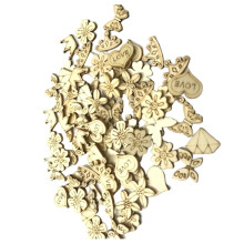200pcs crown flower heart wooden slices decoration diy material