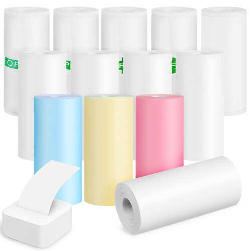 13 rolls colorful adhesive thermal paper for pocket printer