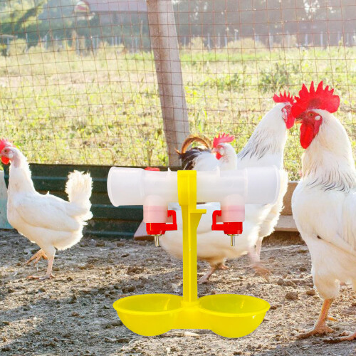 10Pcs Reusable Dual Head Automatic Poultry Drinkers Stainless Plastic 2