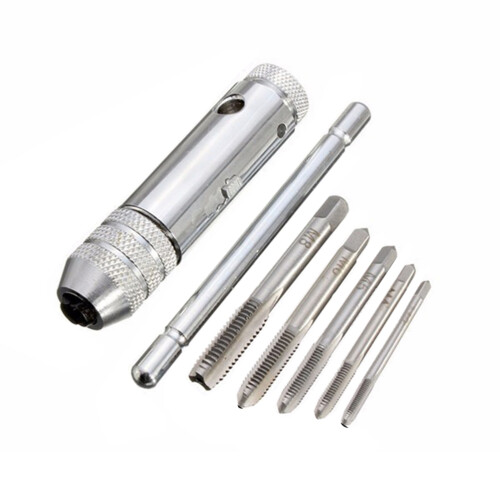 Adjustable T Handle Tap Wrench With Solid Jaw Ratchet Holder