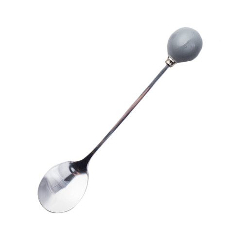 6Pcs Ceramic Handle Mini Ice Cream Spoons Grey Home Tableware