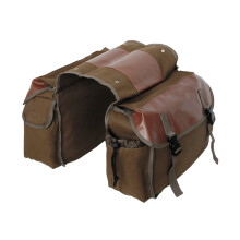 Motorbike Large Canvas Waterproof Pannier Bag For Travel Side Box Tools Pouch Khaki