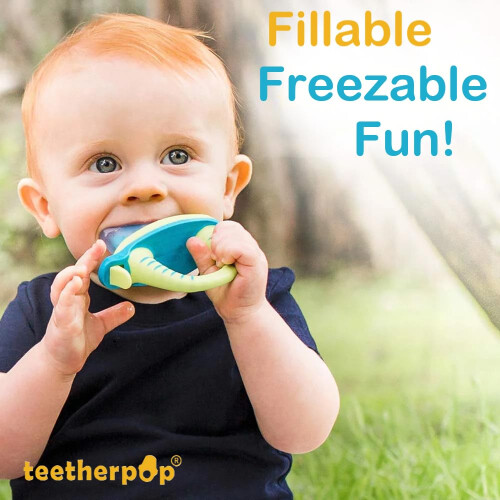 Teetherpop Fillable Silicone Teether for Babies - Breastmilk Popsicle Molds for Teething with Spill-Proof Sippy Slits - Freezable Baby Teethers for L 1