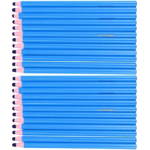 24Pcs Blue Wax and Paper Crayons Drawing Pens for Multi-Surface